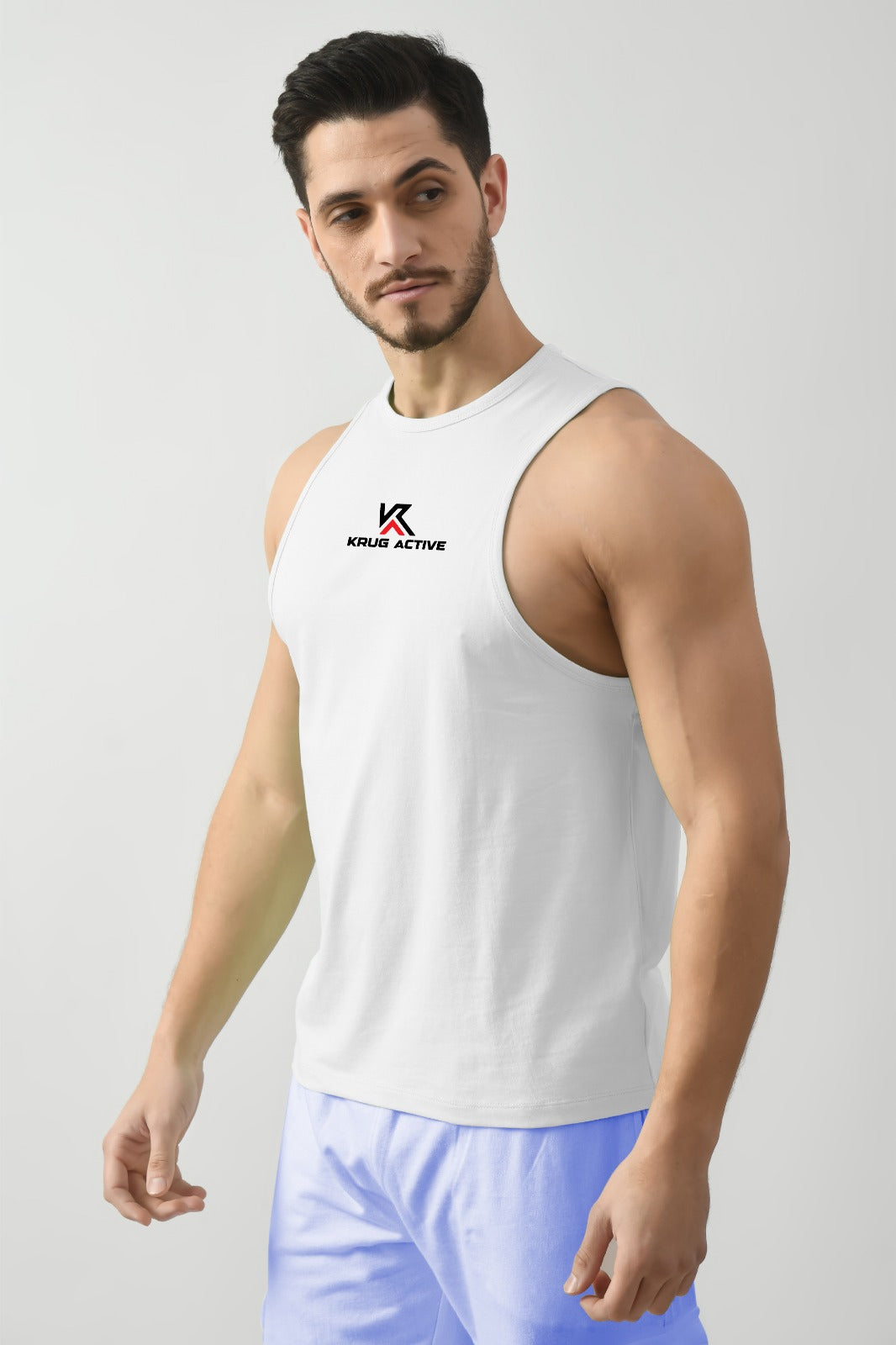 Ivory White Tank Top for Men with Hoodie