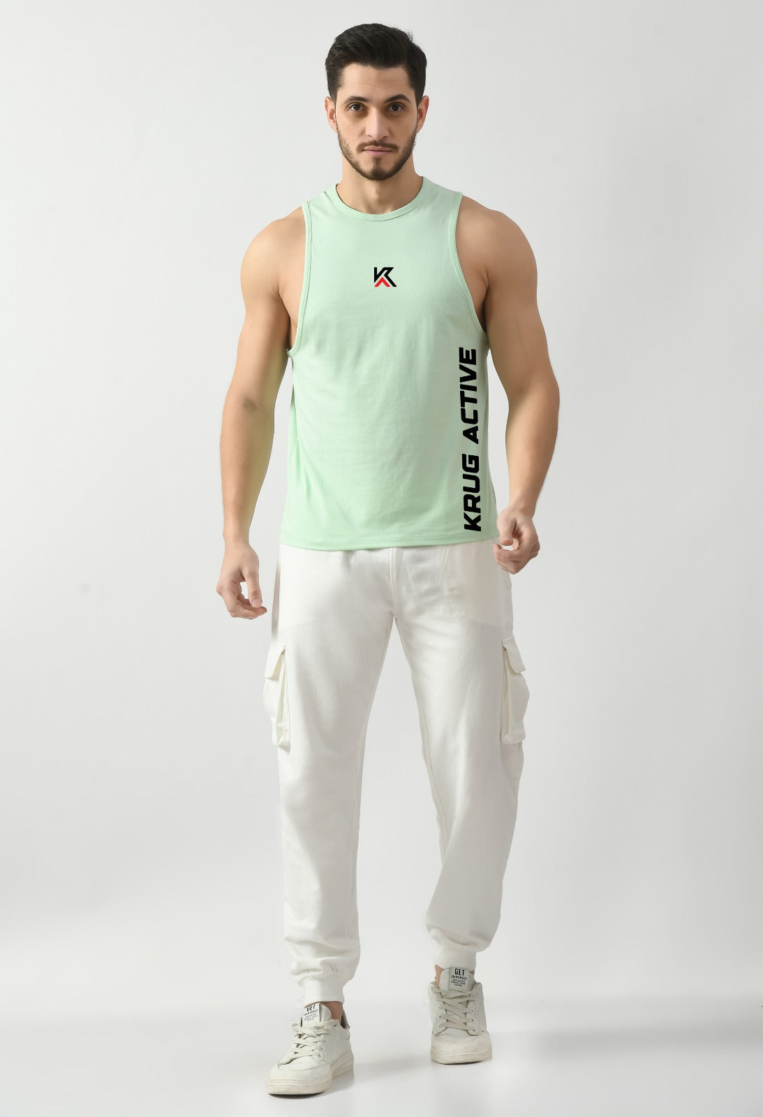 Celadon Green Gym Tank Tops For Mens